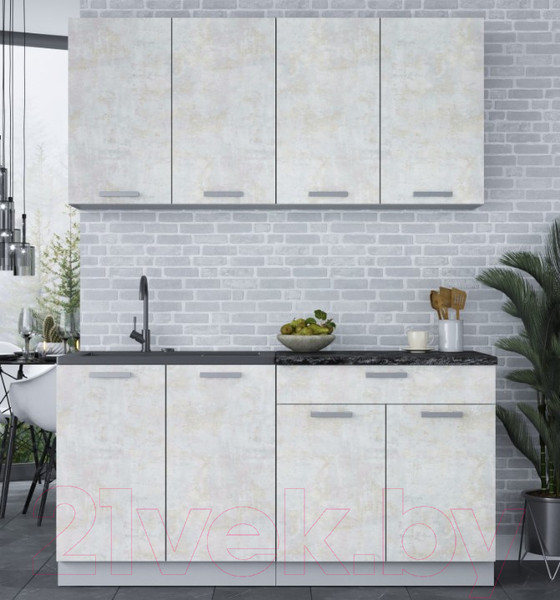 Изображение товара Кухонный гарнитур Интерлиния Мила Лайт 1.6 (бетон лайт/бетон лайт/кастилло темный)