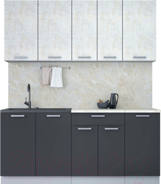 Изображение товара Кухонный гарнитур Интерлиния Мила Лайт 1.8 (бетон лайт/антрацит/опал светлый)