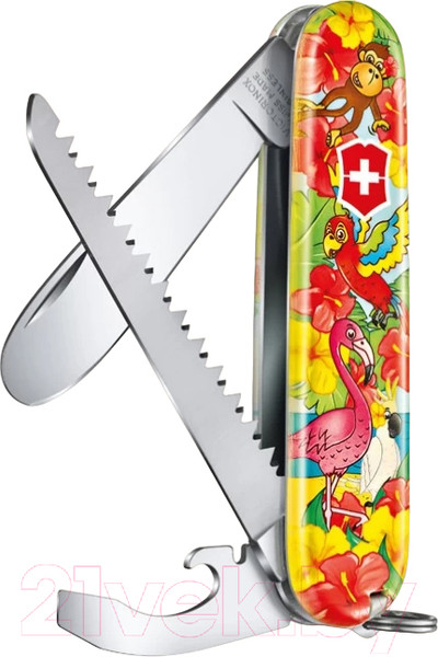 Изображение товара Нож швейцарский Victorinox Попугай +раскраска и шнурок на шею / 0.2373.E3 (красный)