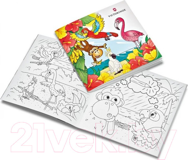 Изображение товара Нож швейцарский Victorinox Попугай +раскраска и шнурок на шею / 0.2373.E3 (красный)