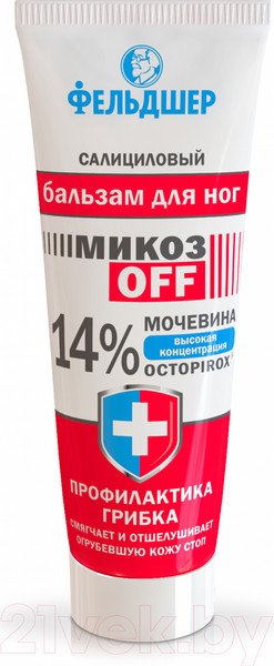 Изображение товара Крем для ног Фельдшер Бальзам салициловый МикозOFF 14% мочевина и Octopirox (75мл)