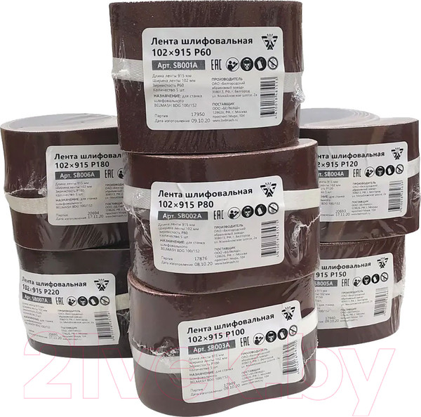 Изображение товара Набор шлифлент БЕЛМАШ 102x915 Р60 / SB017H (3шт)