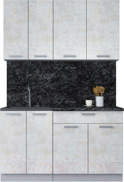 Изображение товара Кухонный гарнитур Интерлиния Мила Лайт 1.4-60 (бетон лайт/бетон лайт/кастилло темный)
