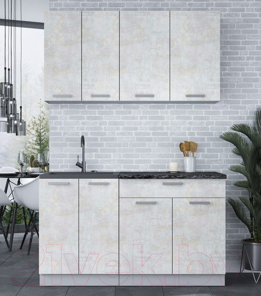 Изображение товара Кухонный гарнитур Интерлиния Мила Лайт 1.4-60 (бетон лайт/бетон лайт/кастилло темный)