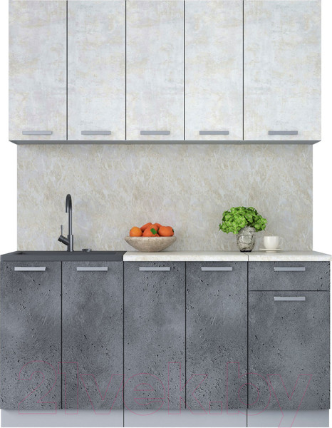 Изображение товара Кухонный гарнитур Интерлиния Мила Лайт 1.6-60 (бетон лайт/бетон портленд/опал светлый)