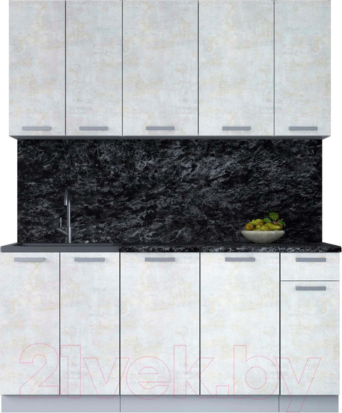 Изображение товара Кухонный гарнитур Интерлиния Мила Лайт 1.7-60 (бетон лайт/бетон лайт/кастилло темный)