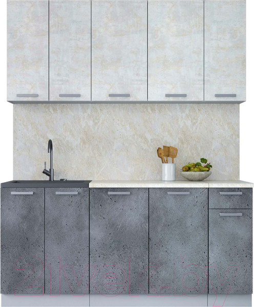 Изображение товара Кухонный гарнитур Интерлиния Мила Лайт 1.7-60 (бетон лайт/бетон портленд/опал светлый)