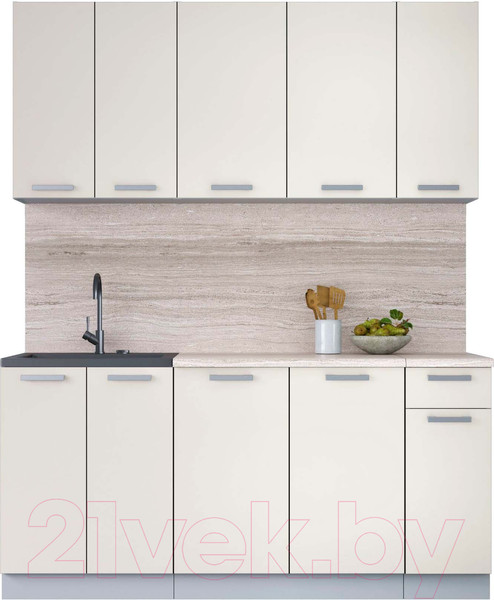 Изображение товара Кухонный гарнитур Интерлиния Мила Лайт 1.7-60 (персидский жемчуг/персидский жемчуг/травертин серый)