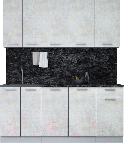 Изображение товара Кухонный гарнитур Интерлиния Мила Лайт 1.8-60 (бетон лайт/бетон лайт/кастилло темный)