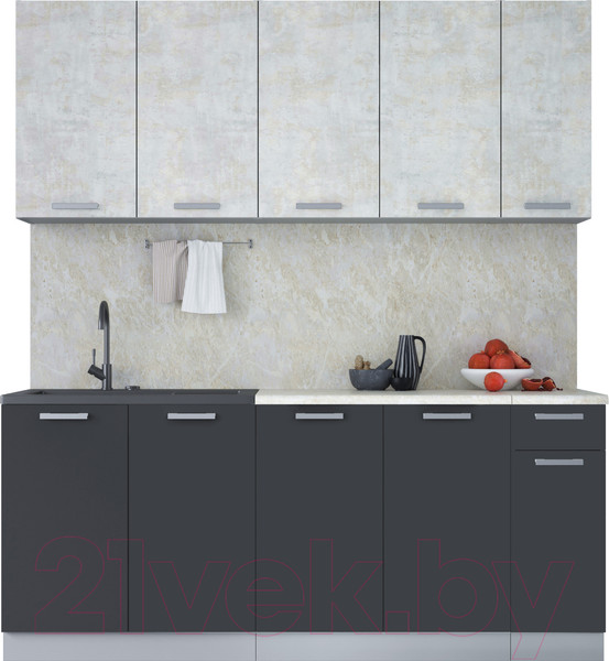 Изображение товара Кухонный гарнитур Интерлиния Мила Лайт 1.9 (бетон лайт/антрацит/опал светлый)