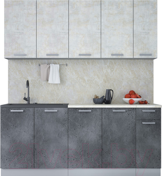 Изображение товара Кухонный гарнитур Интерлиния Мила Лайт 1.9 (бетон лайт/бетон портленд/опал светлый)