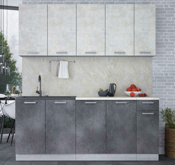 Изображение товара Кухонный гарнитур Интерлиния Мила Лайт 1.9 (бетон лайт/бетон портленд/опал светлый)