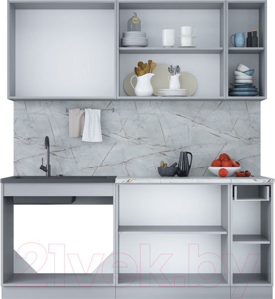 Изображение товара Кухонный гарнитур Интерлиния Мила Лайт 1.9 (бетон лайт/дуб золотой/опал светлый)
