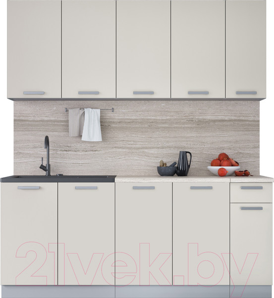 Изображение товара Кухонный гарнитур Интерлиния Мила Лайт 1.9 (персидский жемчуг/персидский жемчуг/травертин серый)