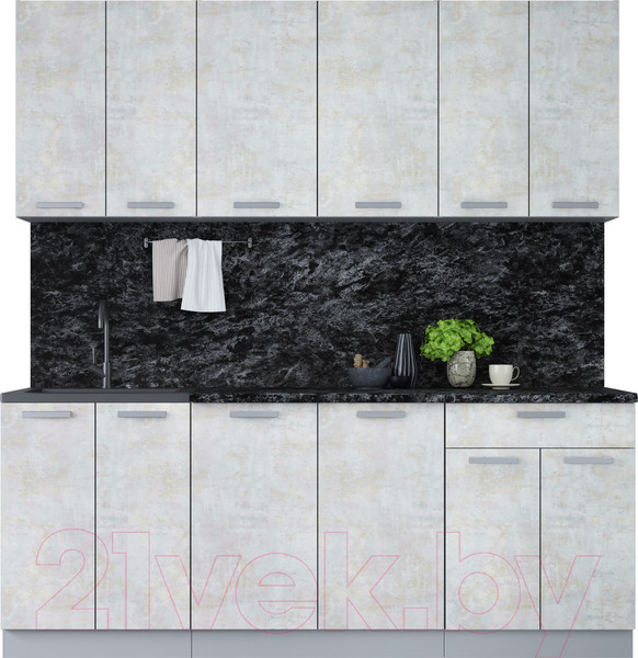 Изображение товара Кухонный гарнитур Интерлиния Мила Лайт 2.0-60 (бетон лайт/бетон лайт/кастилло темный)