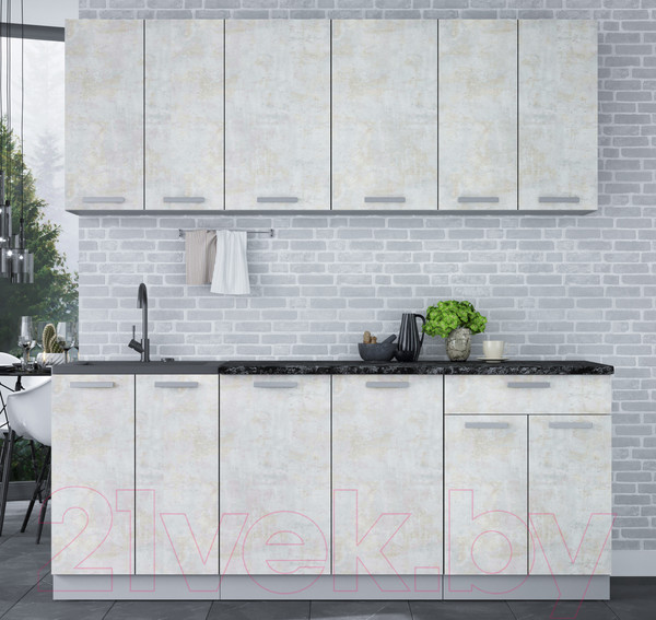 Изображение товара Кухонный гарнитур Интерлиния Мила Лайт 2.0-60 (бетон лайт/бетон лайт/кастилло темный)