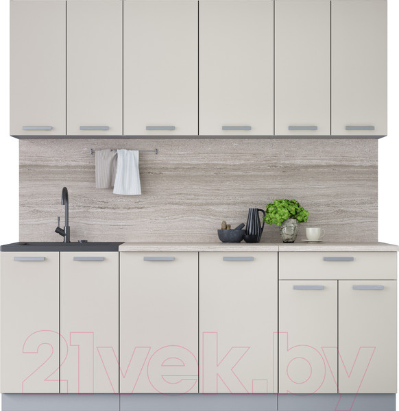 Изображение товара Кухонный гарнитур Интерлиния Мила Лайт 2.0-60 (персидский жемчуг/персидский жемчуг/травертин серый)