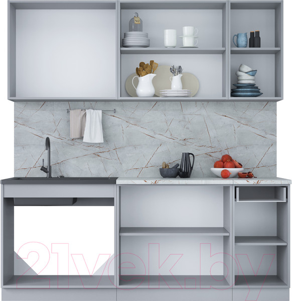 Изображение товара Кухонный гарнитур Интерлиния Мила Лайт 2.0 (бетон лайт/бетон лайт/кастилло темный)