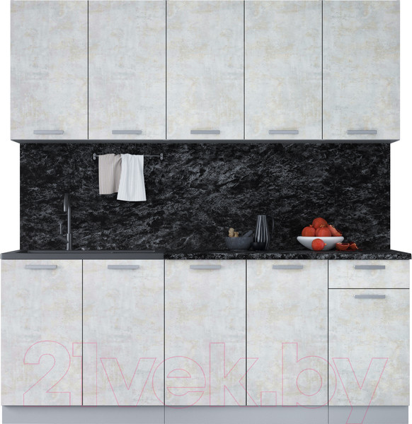 Изображение товара Кухонный гарнитур Интерлиния Мила Лайт 2.0 (бетон лайт/бетон лайт/кастилло темный)