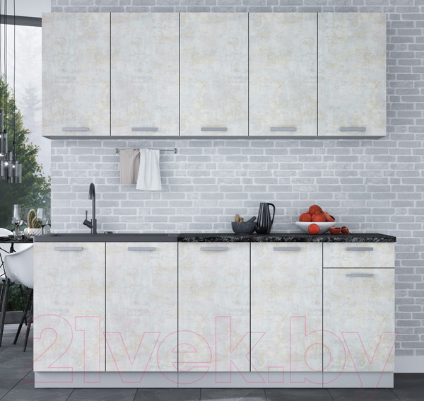 Изображение товара Кухонный гарнитур Интерлиния Мила Лайт 2.0 (бетон лайт/бетон лайт/кастилло темный)