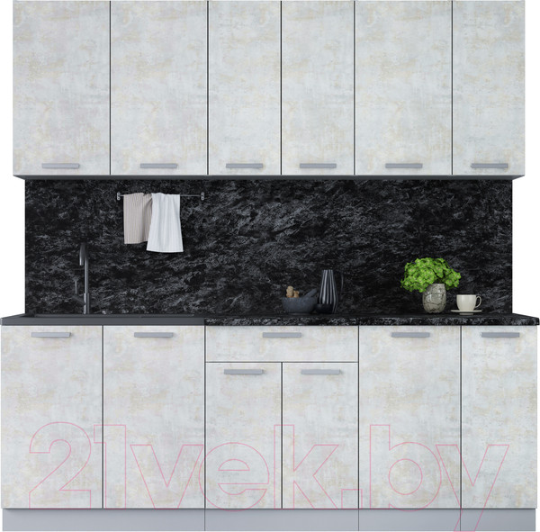 Изображение товара Кухонный гарнитур Интерлиния Мила Лайт 2.1 (бетон лайт/бетон лайт/кастилло темный)