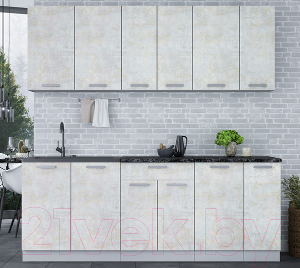 Изображение товара Кухонный гарнитур Интерлиния Мила Лайт 2.1 (бетон лайт/бетон лайт/кастилло темный)