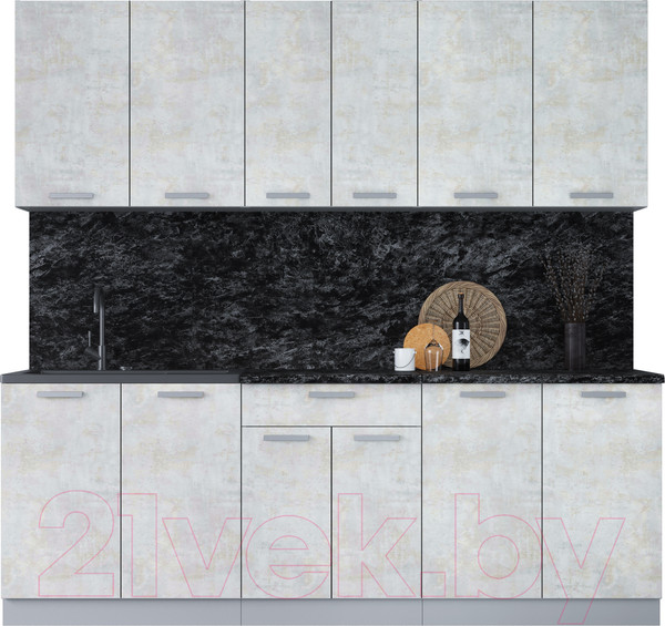 Изображение товара Кухонный гарнитур Интерлиния Мила Лайт 2.2 (бетон лайт/бетон лайт/кастилло темный)