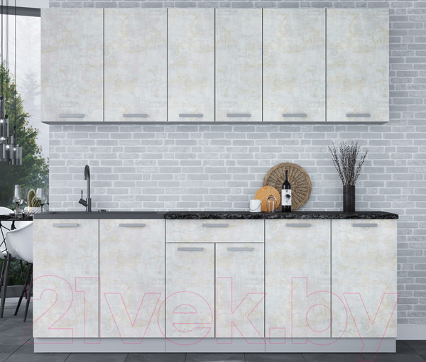 Изображение товара Кухонный гарнитур Интерлиния Мила Лайт 2.2 (бетон лайт/бетон лайт/кастилло темный)