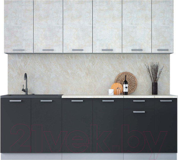 Изображение товара Кухонный гарнитур Интерлиния Мила Лайт 2.3 (бетон лайт/антрацит/опал светлый)