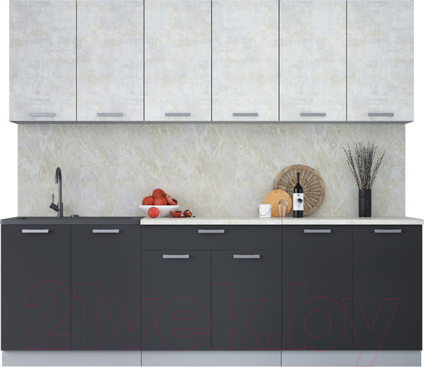Изображение товара Кухонный гарнитур Интерлиния Мила Лайт 2.4 (бетон лайт/антрацит/опал светлый)