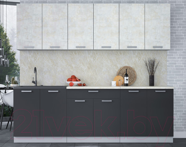 Изображение товара Кухонный гарнитур Интерлиния Мила Лайт 2.4 (бетон лайт/антрацит/опал светлый)