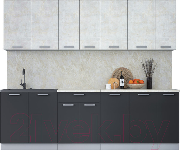 Изображение товара Кухонный гарнитур Интерлиния Мила Лайт 2.5 (бетон лайт/антрацит/опал светлый)