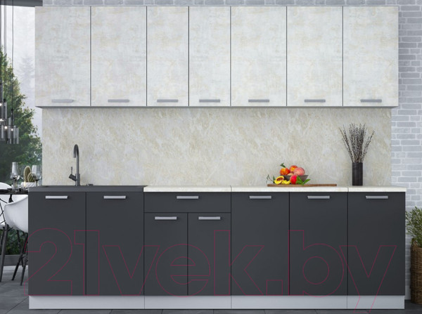 Изображение товара Кухонный гарнитур Интерлиния Мила Лайт 2.6 (бетон лайт/антрацит/опал светлый)