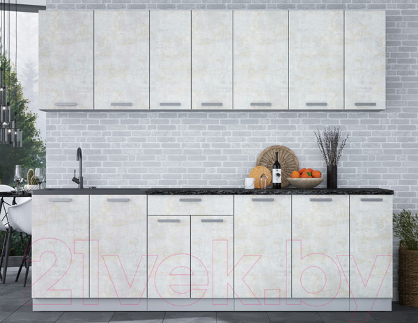 Изображение товара Кухонный гарнитур Интерлиния Мила Лайт 2.5 (бетон лайт/бетон лайт/кастилло темный)