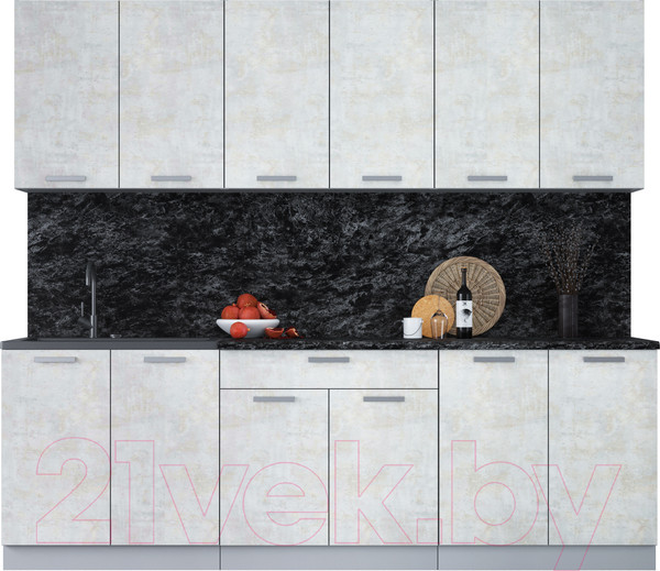 Изображение товара Кухонный гарнитур Интерлиния Мила Лайт 2.4 (бетон лайт/бетон лайт/кастилло темный)
