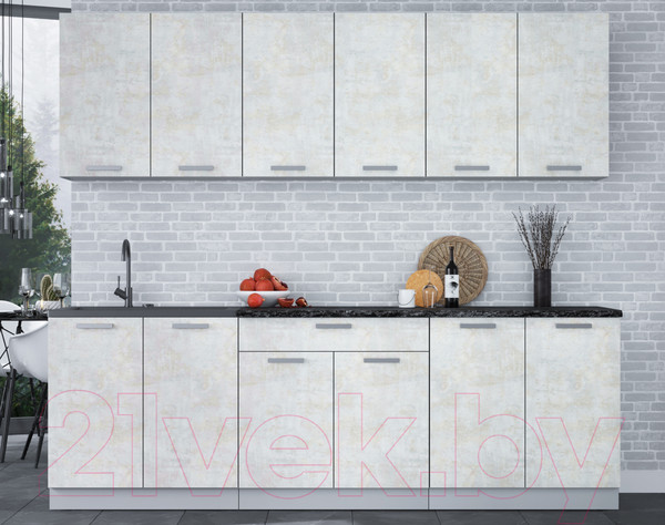 Изображение товара Кухонный гарнитур Интерлиния Мила Лайт 2.4 (бетон лайт/бетон лайт/кастилло темный)