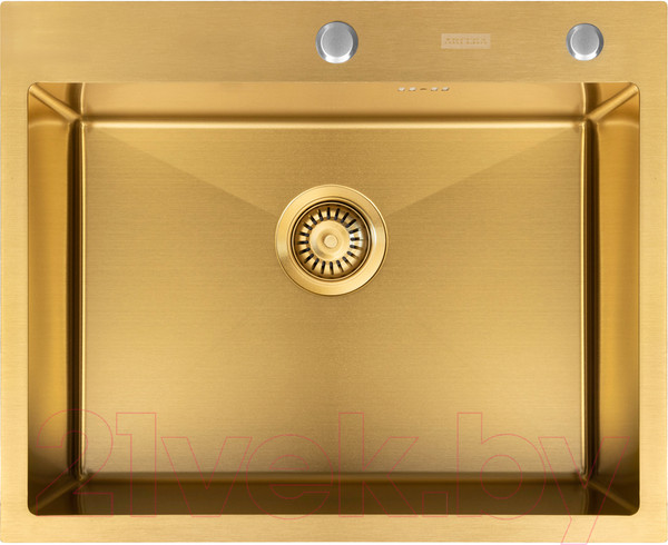 Изображение товара Мойка кухонная Arfeka Eco AR 60x50 + CL AR + DS AR (золото, с дозатором и коландером)