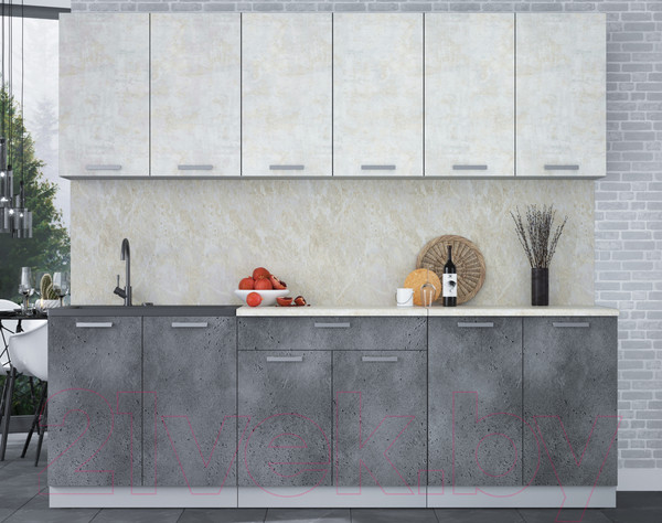 Изображение товара Кухонный гарнитур Интерлиния Мила Лайт 2.4 (бетон лайт/бетон портленд/опал светлый)