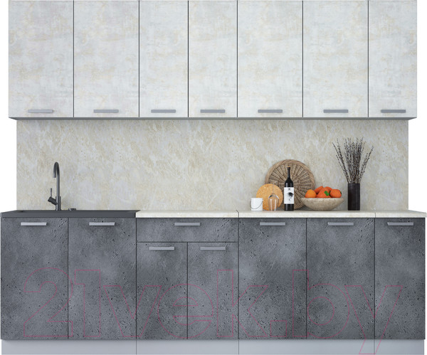 Изображение товара Кухонный гарнитур Интерлиния Мила Лайт 2.5 (бетон лайт/бетон портленд/опал светлый)