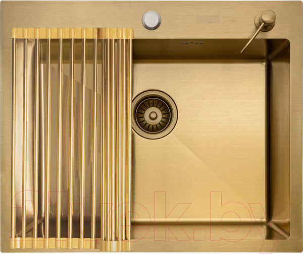 Изображение товара Мойка кухонная Arfeka Eco AR 60x50 + RM AR + DS AR (золото, с аксессуарами)