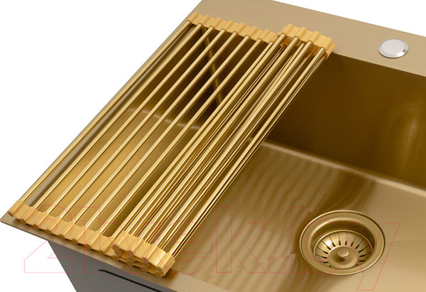 Изображение товара Мойка кухонная Arfeka Eco AR 60x50 + RM AR + DS AR (золото, с аксессуарами)