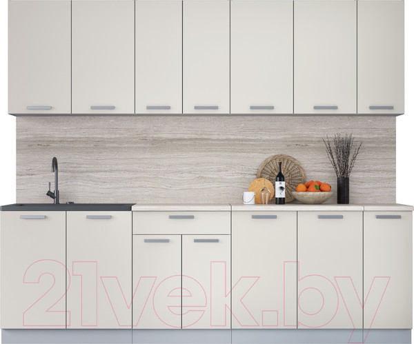 Изображение товара Кухонный гарнитур Интерлиния Мила Лайт 2.5 (персидский жемчуг/персидский жемчуг/травертин серый)