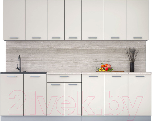 Изображение товара Кухонный гарнитур Интерлиния Мила Лайт 2.6 (персидский жемчуг/персидский жемчуг/травертин серый)