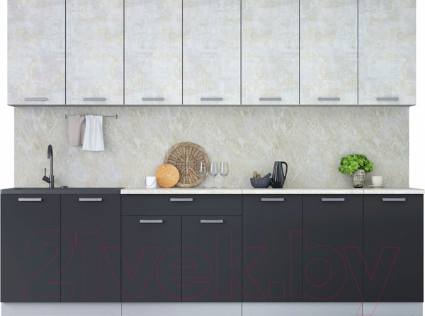 Изображение товара Кухонный гарнитур Интерлиния Мила Лайт 2.8 (бетон лайт/антрацит/опал светлый)