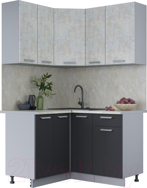 Изображение товара Кухонный гарнитур Интерлиния Мила Лайт 1.2x1.3 (бетон лайт/антрацит/опал светлый)