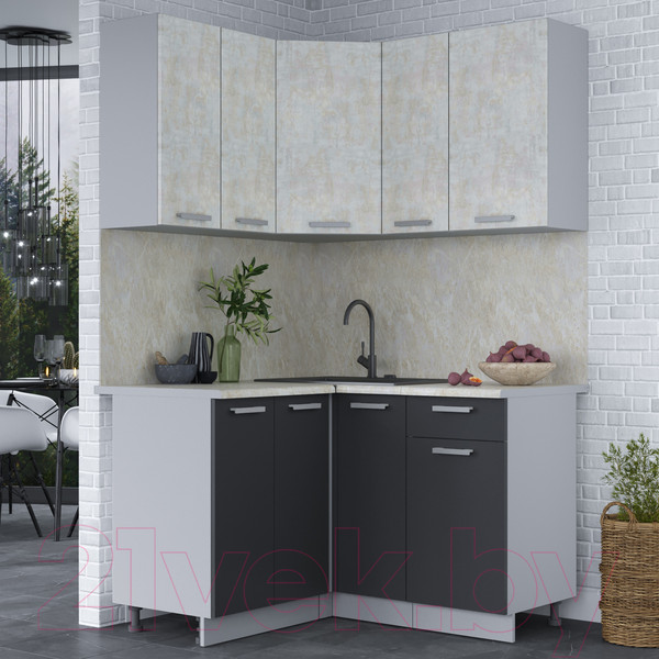 Изображение товара Кухонный гарнитур Интерлиния Мила Лайт 1.2x1.3 (бетон лайт/антрацит/опал светлый)