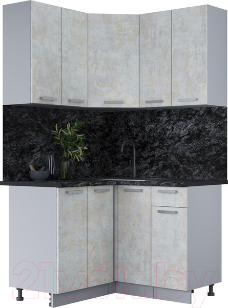 Изображение товара Кухонный гарнитур Интерлиния Мила Лайт 1.2x1.2 (бетон лайт/бетон лайт/кастилло темный)