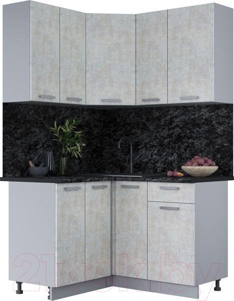 Изображение товара Кухонный гарнитур Интерлиния Мила Лайт 1.2x1.3 (бетон лайт/бетон лайт/кастилло темный)