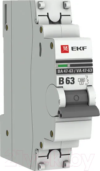 Изображение товара Выключатель автоматический EKF PROxima ВА 47-63 / mcb4763-1-63B-pro