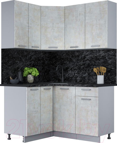 Изображение товара Кухонный гарнитур Интерлиния Мила Лайт 1.2x1.4 (бетон лайт/бетон лайт/кастилло темный)